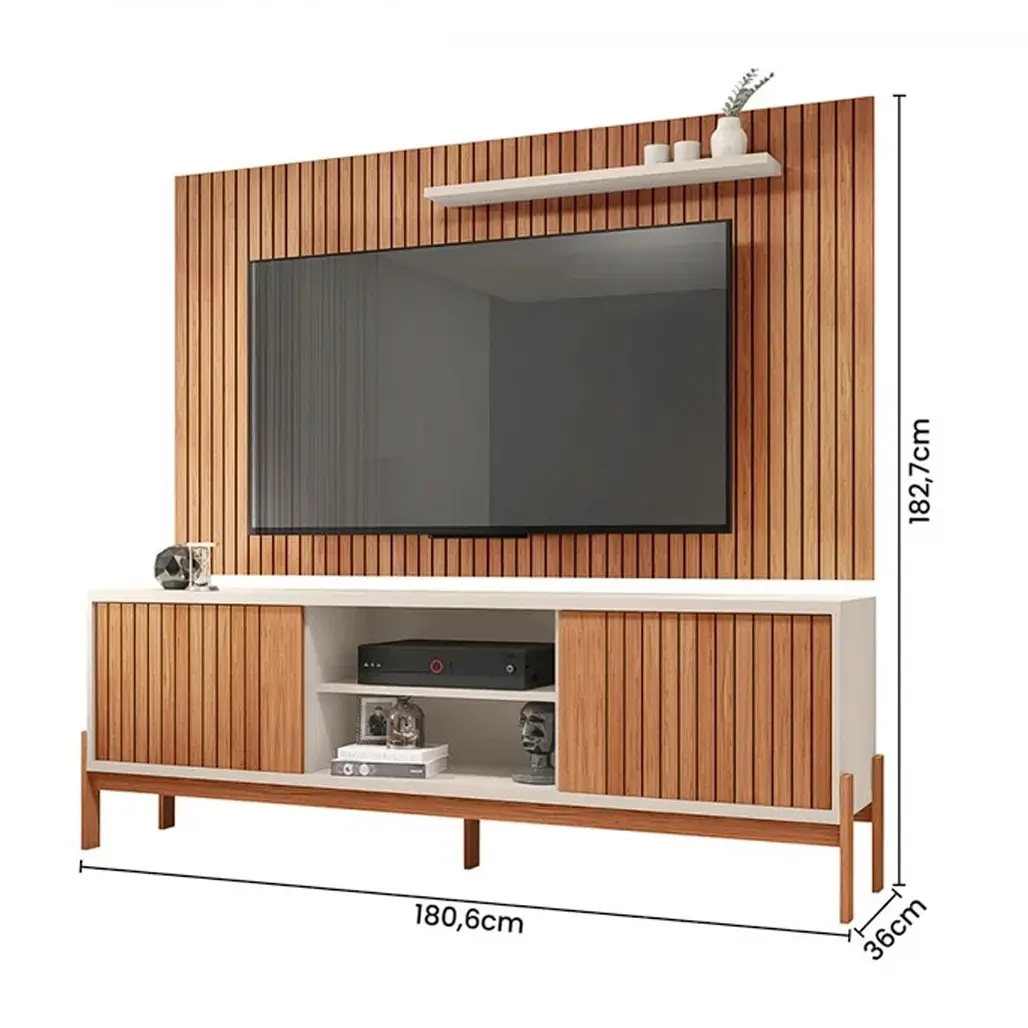 Rack Tannen com Painel Aegon para Tv Até 72 Polegadas 2 Portas Caemmun - Imagem 2