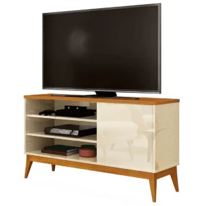 RACK VINCI RETRÔ PARA TV ATÉ 50 POLEGADAS EDN MÓVEIS COR OFF WHITE CEDRO