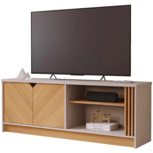 RACK VOLPI PARA TV ATÉ 55 POLEGADAS 2 PORTAS PERMOBILI COR NATURE OFF WHITE