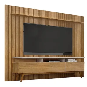 RACK COM PAINEL CURITIBA PARA TV ATÉ 75 POLEGADAS VALDEMOVEIS COR CINAMOMO OFF WHITE