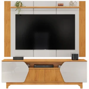 RACK COM PAINEL HELO PARA TV ATÉ 60 POLEGADAS 4 PORTAS DJ COR BALI CEDRO