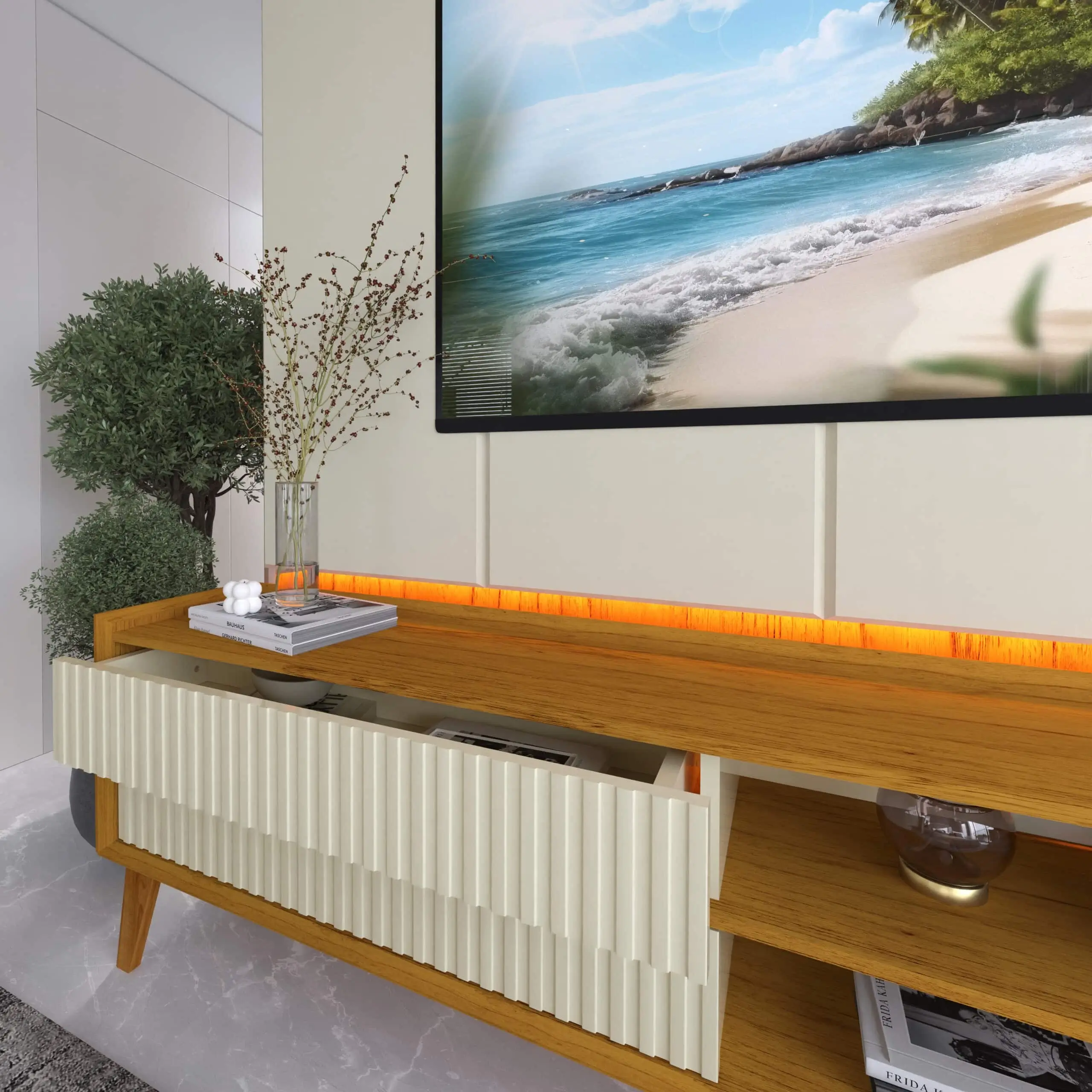 Rack com Painel Magnifico para Tv Até 75 Polegadas com Led e 4 Gavetas Gelius - Imagem 5