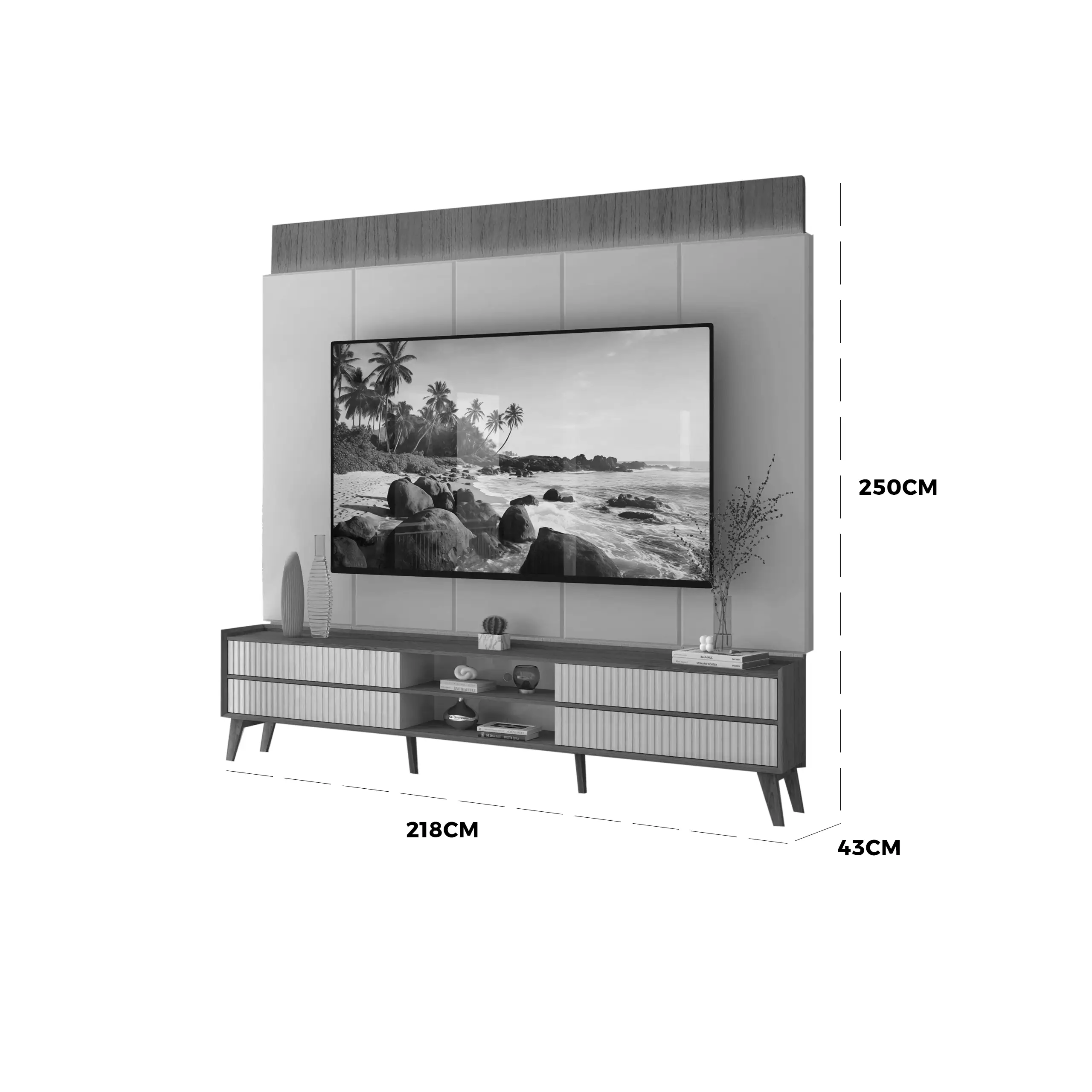 Rack com Painel Magnifico para Tv Até 75 Polegadas com Led e 4 Gavetas Gelius - Imagem 2