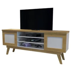 RACK DETROIT PARA TV ATÉ 60 POLEGADAS 2 PORTAS VALDEMOVEIS COR CINAMOMO OFF WHITE