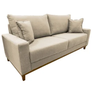 Sofá Grécia em Linho 4 Lugares Pé Madeira 212cm Aifos