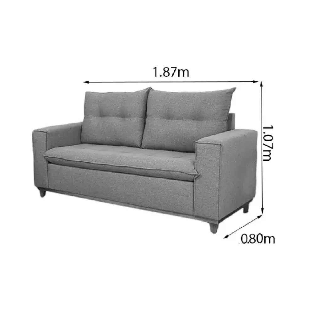 Sofá Bali 3 Lugares com Almofadas Soltas Tecido Linho 187cm Jc Estofados - Imagem 2