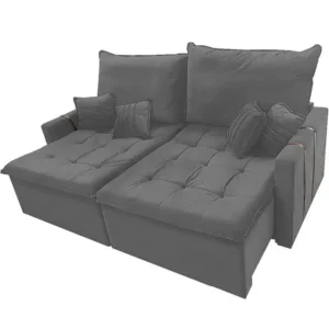 Sofá Cama Chicago 200cm em Linho 3 Lugares Retrátil e Reclinável Kasacomigo