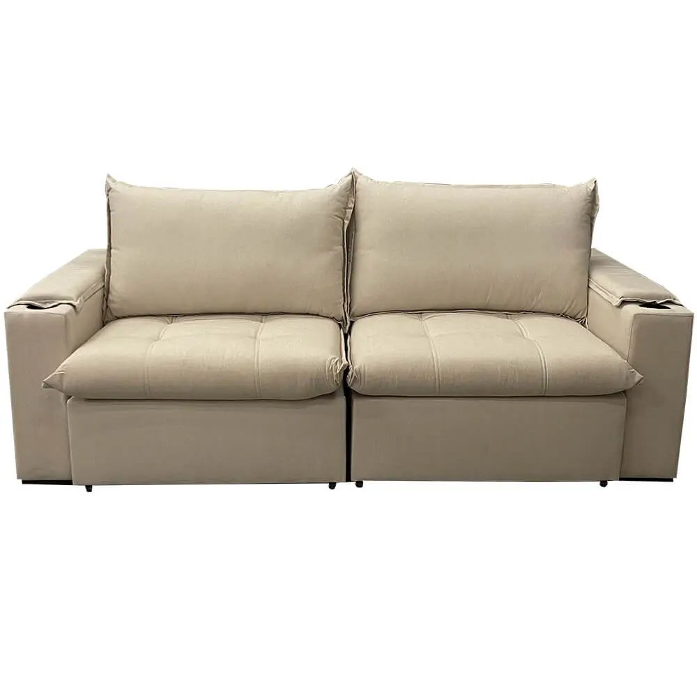 Sofá Cama Julia 4 Lugares Retrátil Tecido Linho 220cm Zarat