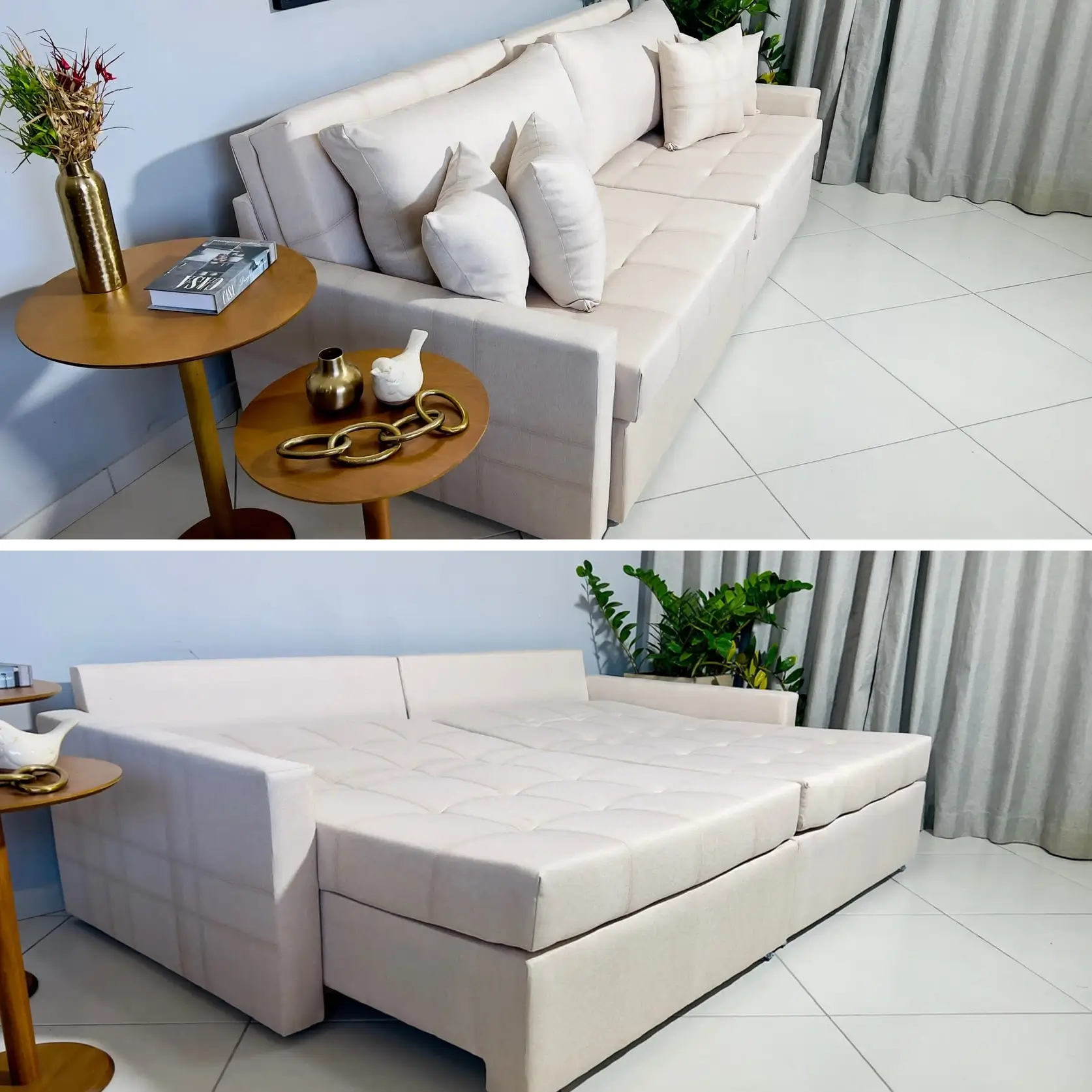 Sofá Cama Monaco em Linho 3 Lugares Retrátil e Reclinável 200cm Orthosono - Imagem 3