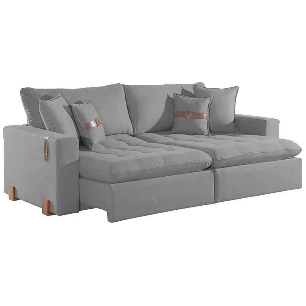 Sofá Cama Zeus 220cm 4 Lugares Retrátil e Reclinável Tecido Linho Innove