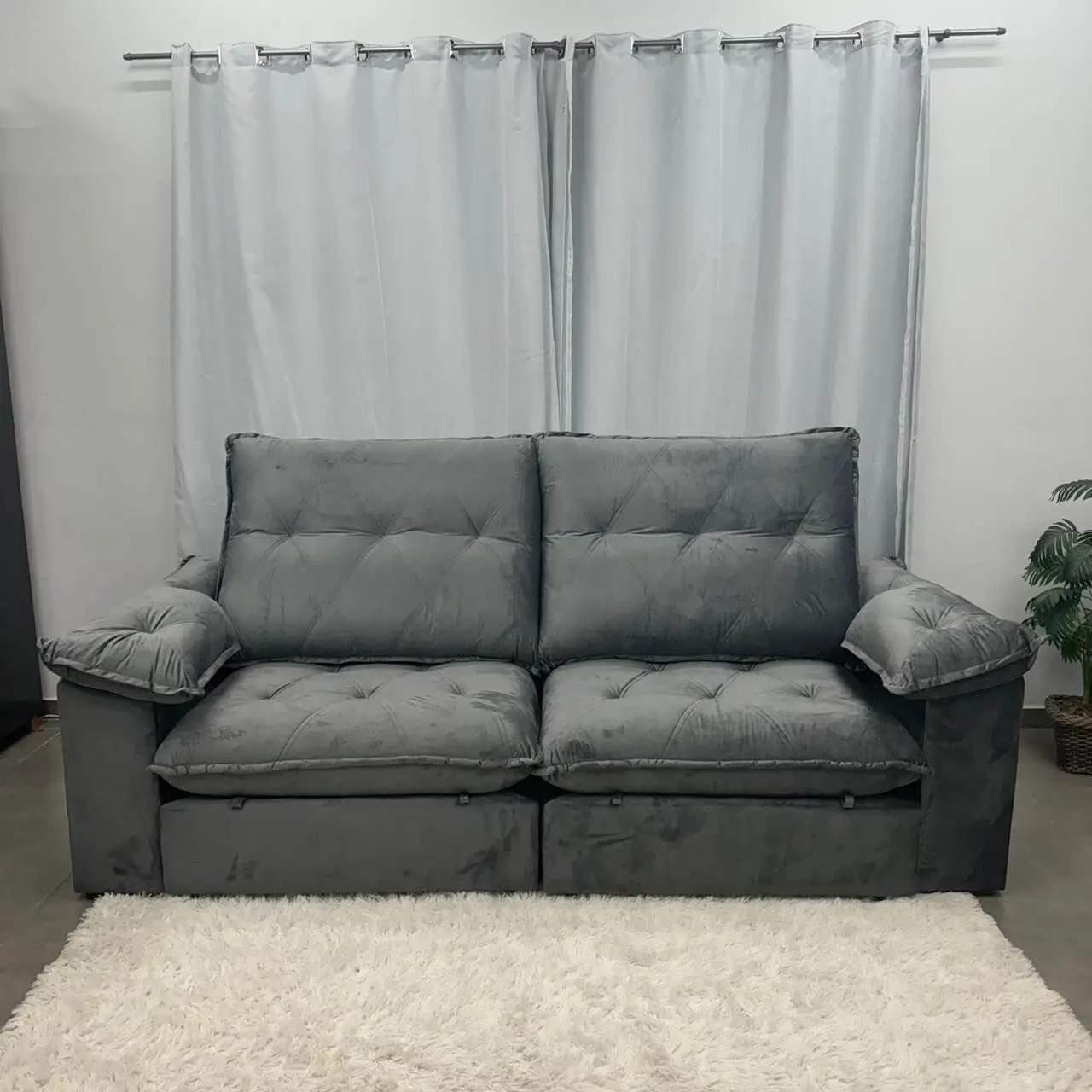 Sofá Corvette 4 Lugares Retrátil e Reclinável 250cm Tecido Veludo Di Vitrine - Imagem 3