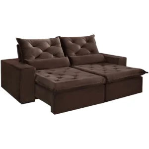 Sofá Elegance 3 Lugares Retrátil e Reclinável com Tecido Veludo de 200cm