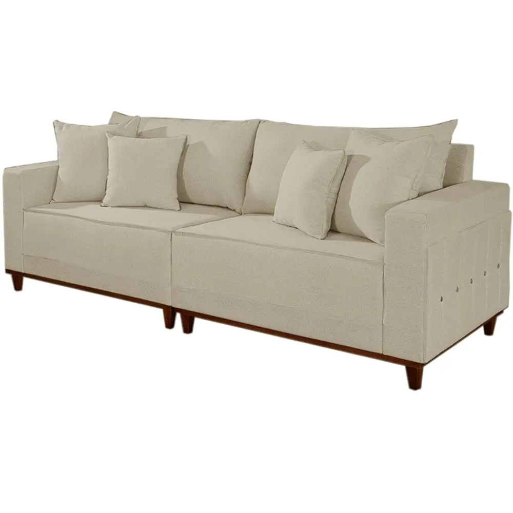 Sofá Living Lufer em Linho 4 Lugares com Almofadas Soltas 236cm - Imagem 5