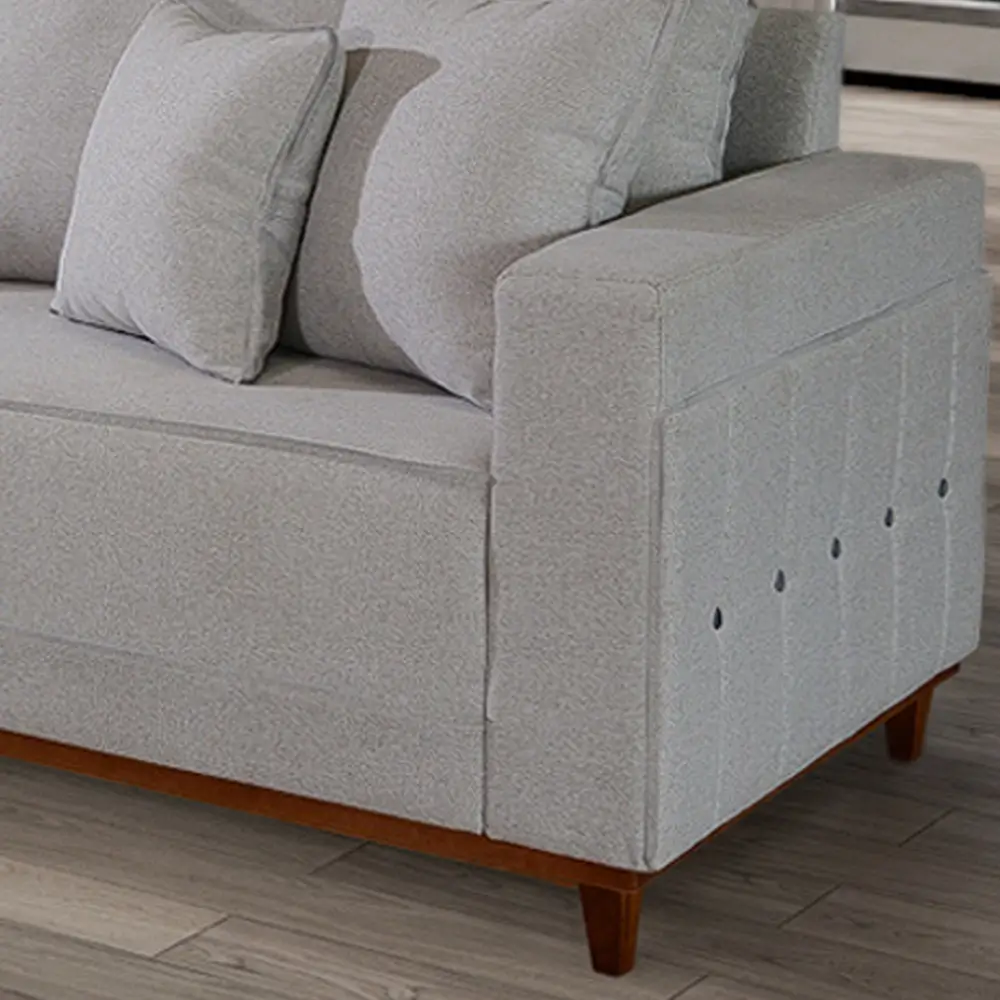 Sofá Living Lufer em Linho 4 Lugares com Almofadas Soltas 236cm - Imagem 4