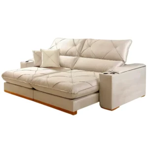 Sofá Milano com Molas Ensacadas 4 Lugares Retrátil e Reclinável 250cm Tecido Veludo Zarat