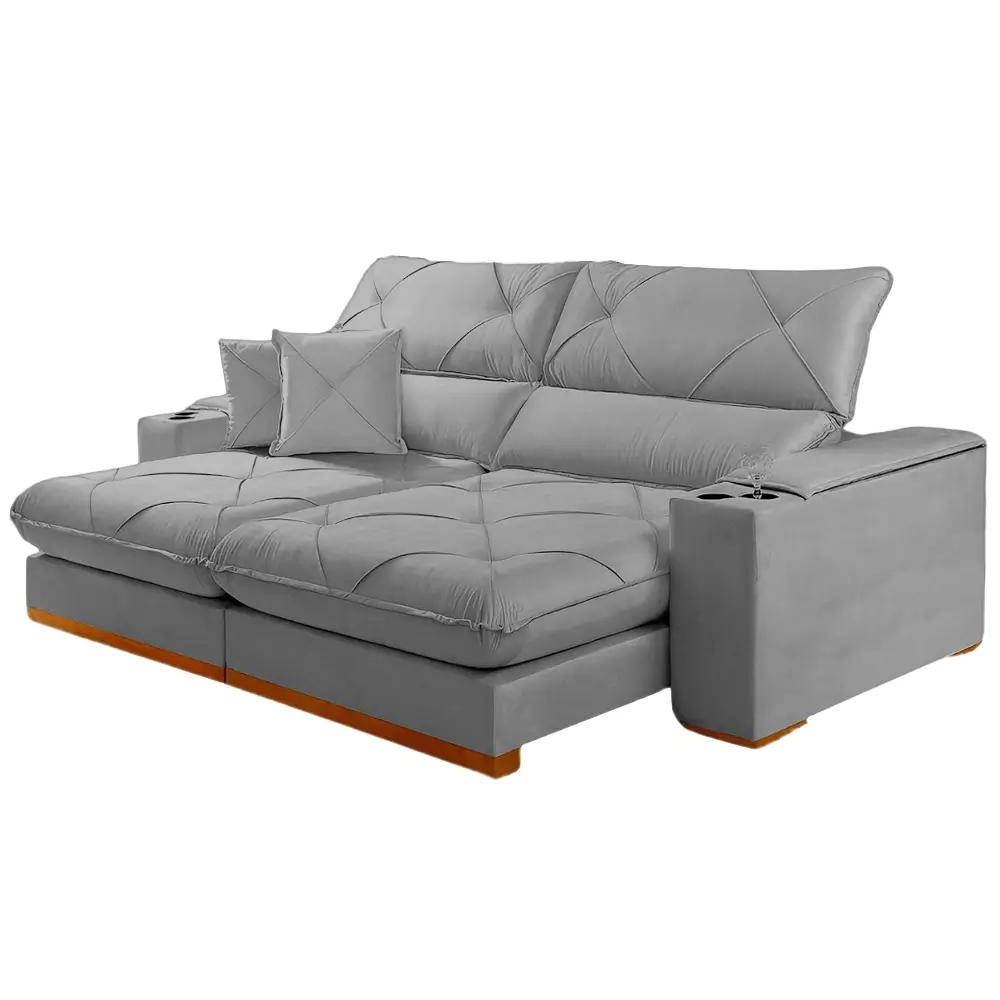 Sofá Milano com Molas Ensacadas 4 Lugares Retrátil e Reclinável 250cm Tecido Veludo Zarat - Imagem 4