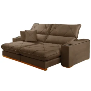 Sofá Milano com Molas Ensacadas 4 Lugares Retrátil e Reclinável 250cm Tecido Veludo Zarat