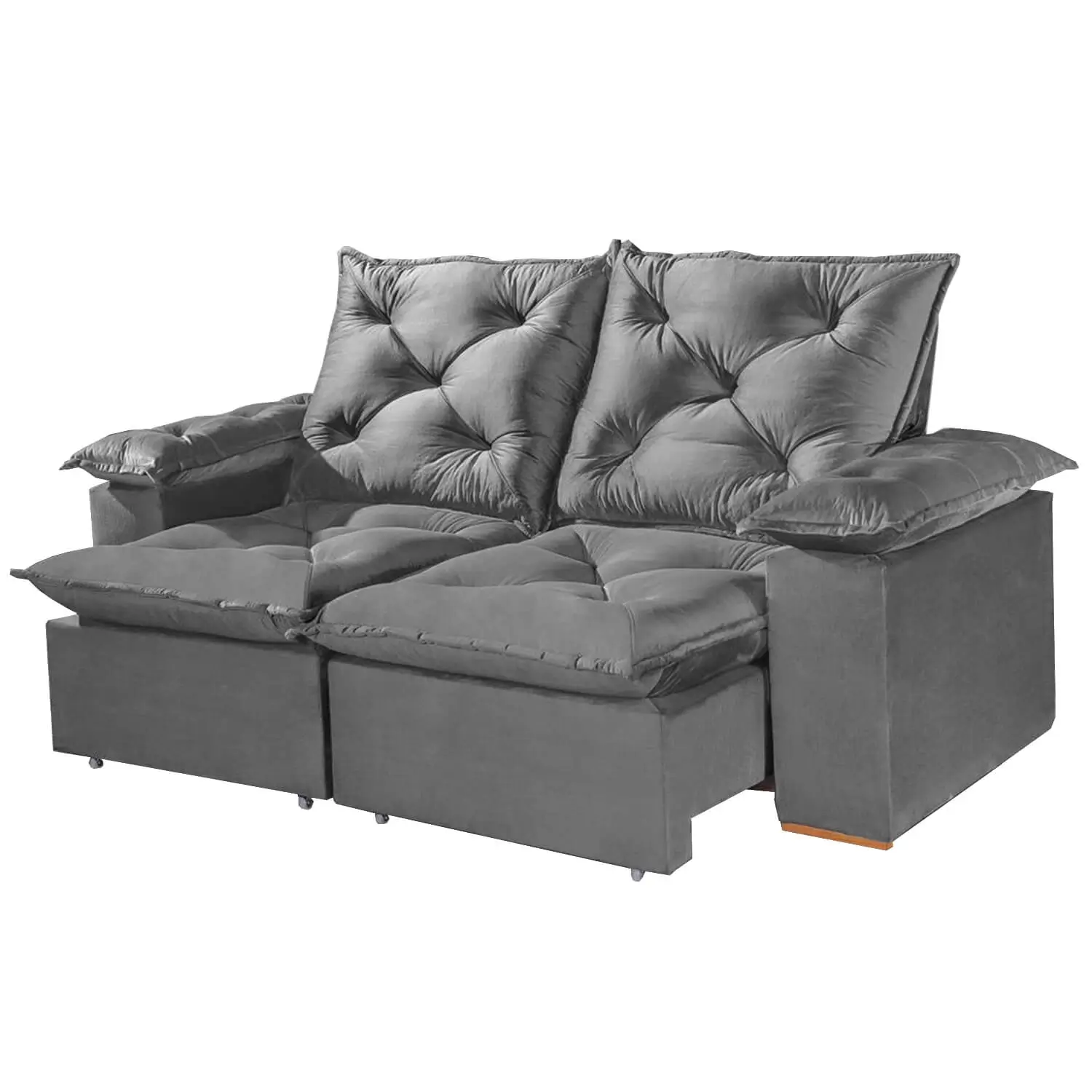 Sofá Porto Madero 3 Lugares Retrátil e Reclinável 200cm Tecido Veludo Imperial Decor - Imagem 6