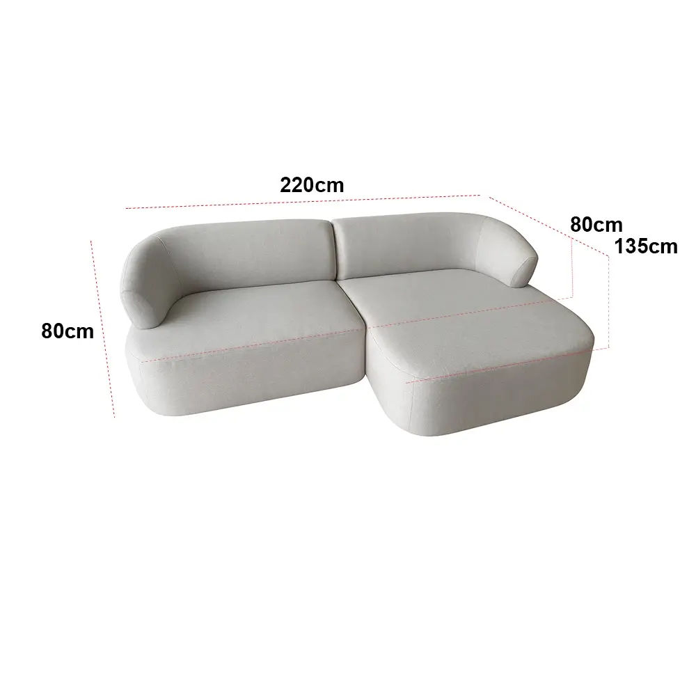 Sofá Roma Orgânico com Chaise 4 Lugares Tecido Linho 220cm Matielo - Imagem 2