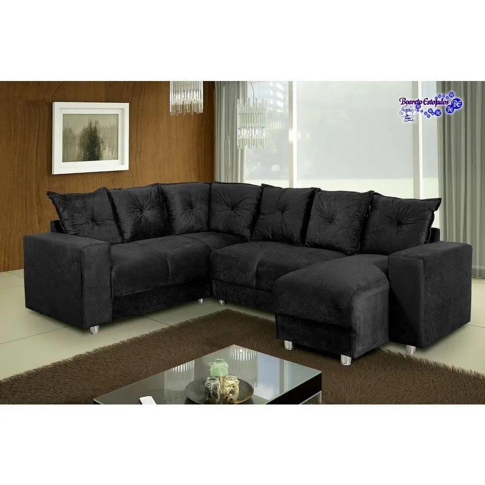 Sofá de Canto 5070 com Chaise 6 Lugares Suede - Imagem 3
