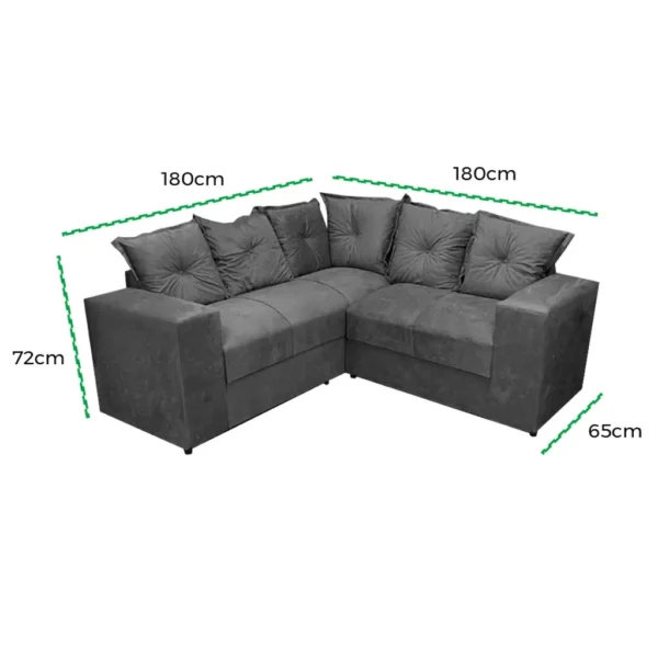 Sofá de Canto Belo 4 Lugares 180cm X 180cm Tecido Suede Felipe Estofados