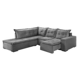 Sofá de Canto Denver em Linho 5 Lugares Retrátil 197cm X 226cm Aifos