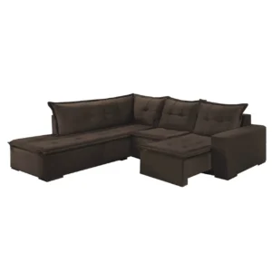Sofá de Canto Denver 5 Lugares Retrátil Suede 197cm X 226cm Aifos