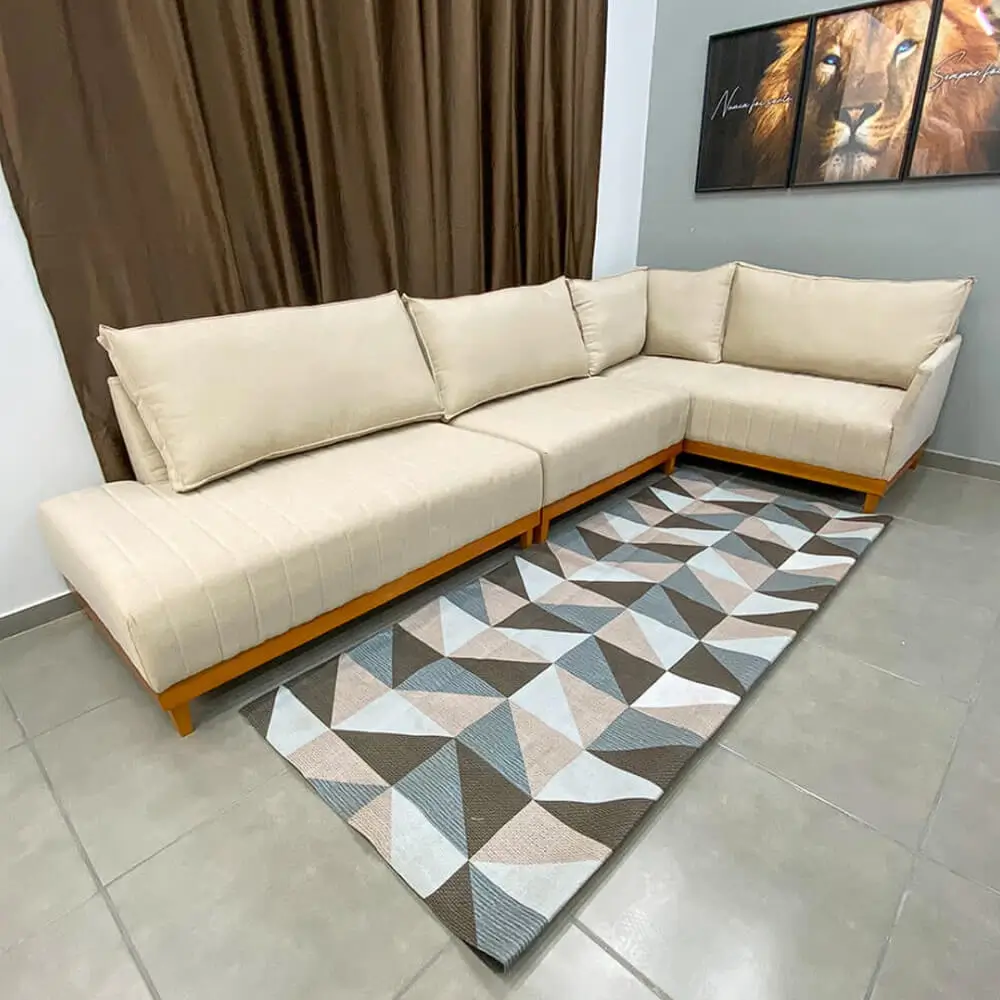 Sofá de Canto Eros em Suede 7 Lugares com Chaise Luxury - Imagem 3