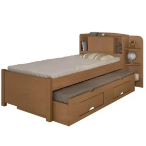 CAMA MILENIO SOLTEIRO COM CAMA AUXILIAR COM 2 GAVETAS COR MARROM