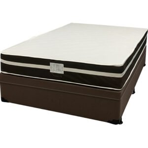 Base Baú em Corino com Colchão Bio Classic Casal com Molas Ensacadas Bio Flex 67x188x138cm