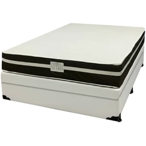Base Baú em Corino com Colchão Bio Classic Casal com Molas Ensacadas Bio Flex 67x188x138cm