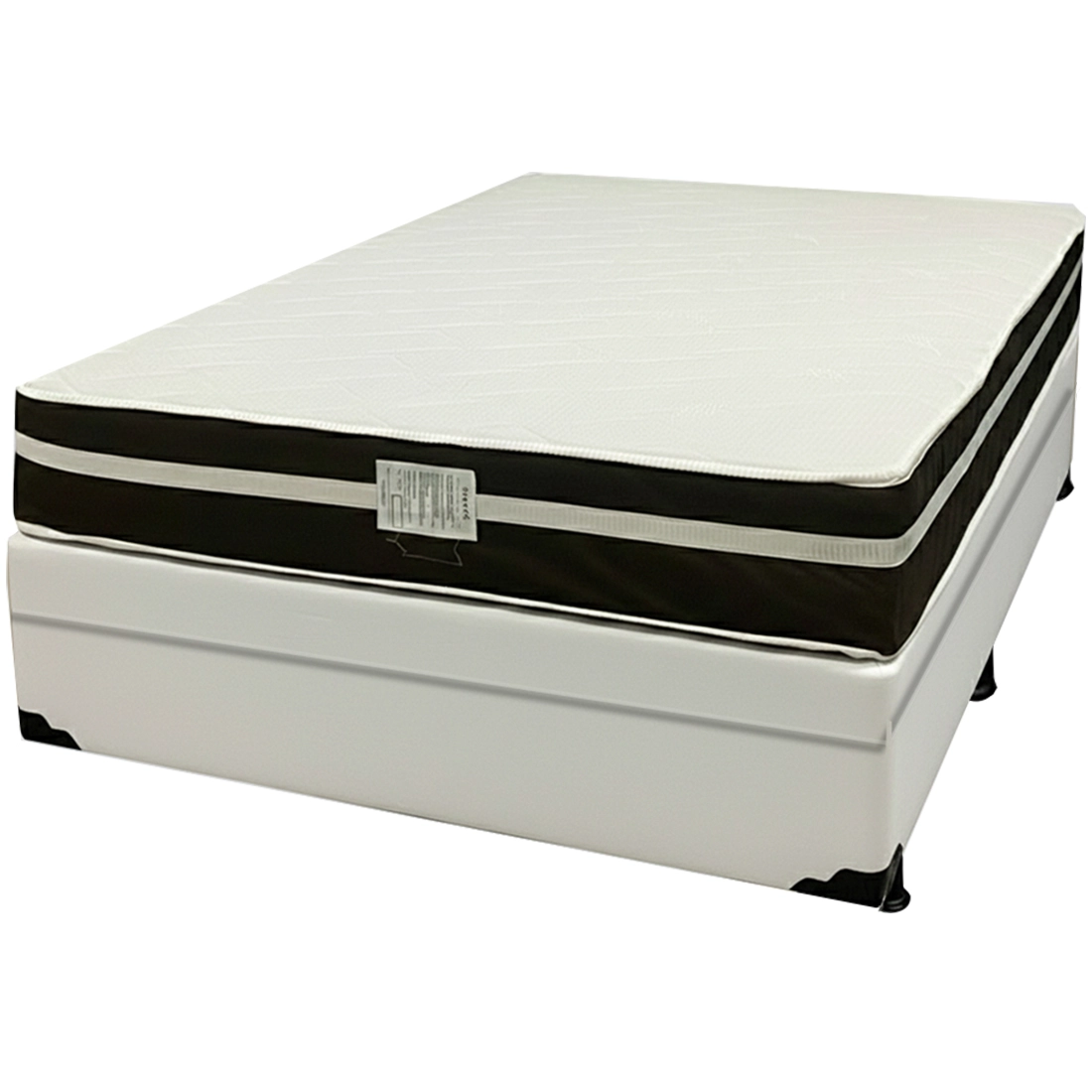 Base Baú em Corino com Colchão Bio Classic Casal com Molas Ensacadas Bio Flex 67x188x138cm