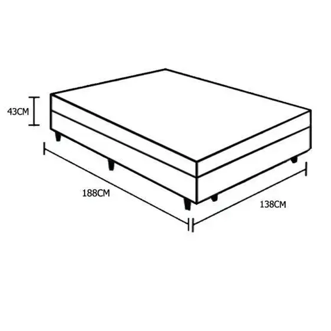 Base Bipartida Baú Universal Casal em Veludo 43x188x138 Blindado - Imagem 3