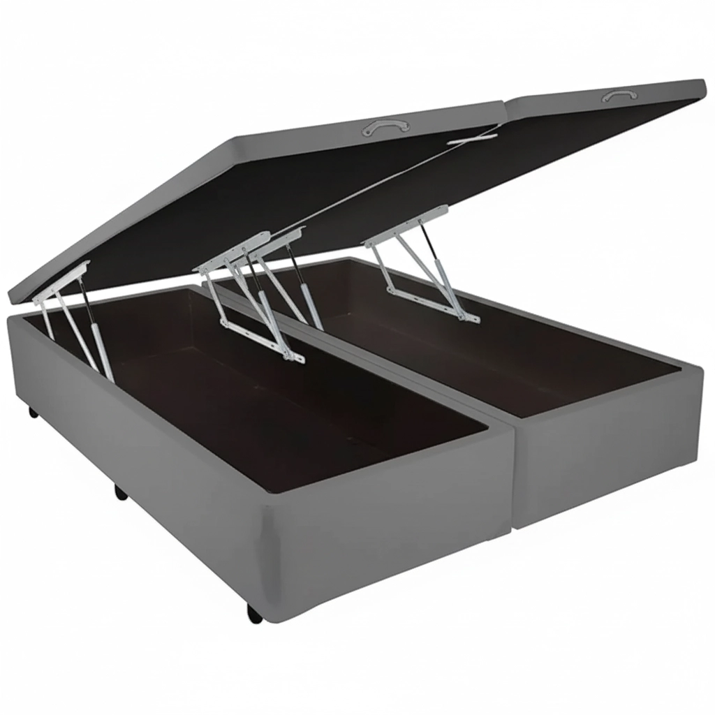 Base Bipartida Baú Universal Casal em Veludo 43x188x138 Blindado - Imagem 5