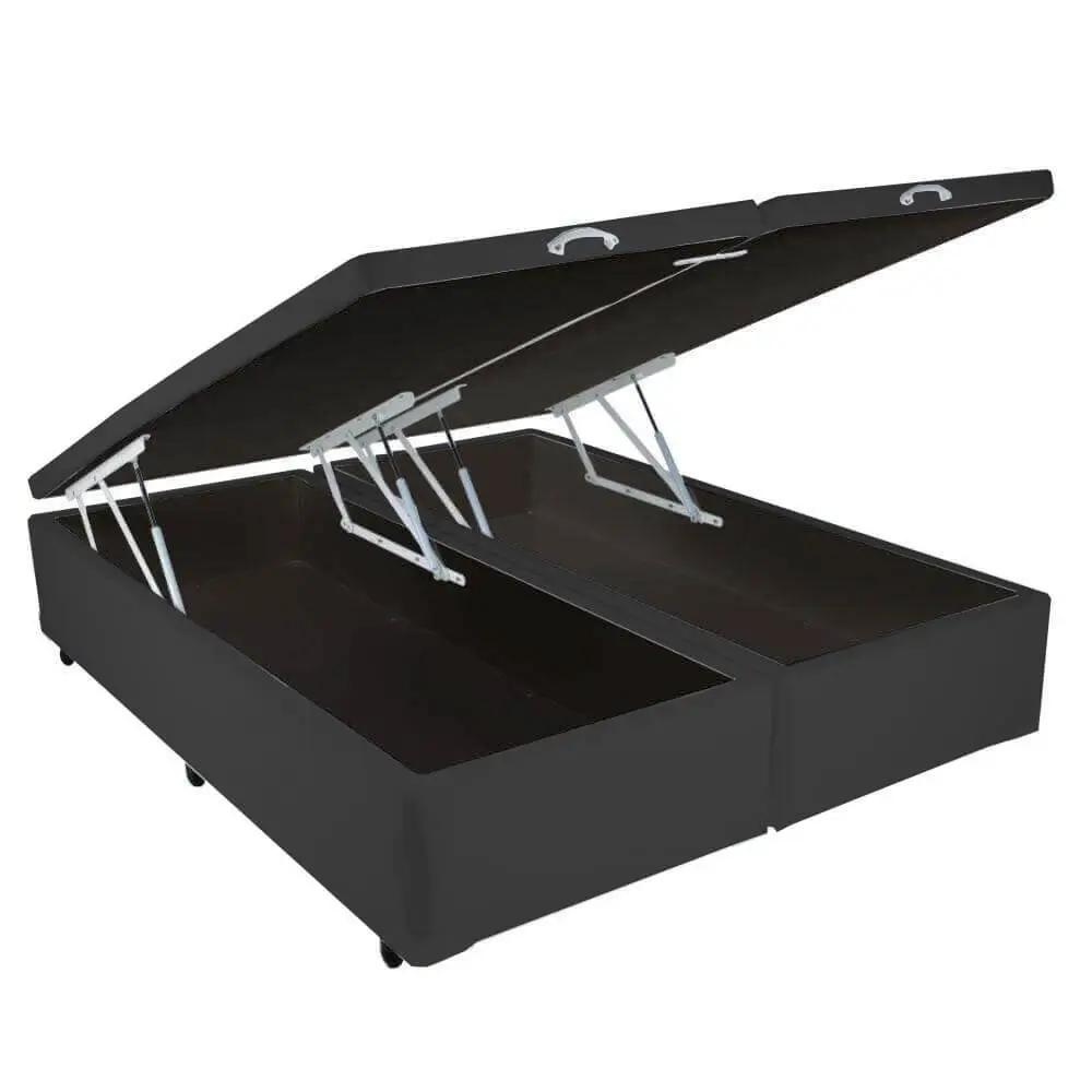 Base Bipartida Baú Universal Casal em Veludo 43x188x138 Blindado - Imagem 4