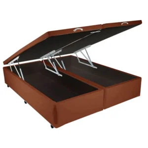 Base Bipartida Baú Universal Casal em Veludo 43x188x138 Blindado