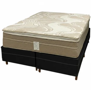 Base Bipartida Baú em Corino com Colchão Dom Queen com Molas Ensacadas Bio Flex 75x198x158cm