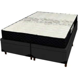Base Bipartida Baú em Corino com Colchão Pasquale D45 Casal 60x188x138cm Paropas