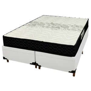 Base Bipartida Baú em Corino com Colchão Pasquale D45 Casal 60x188x138cm Paropas