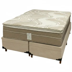 Base Bipartida Baú em Veludo com Colchão Dom Queen com Molas Ensacadas Bio Flex 75x198x158cm
