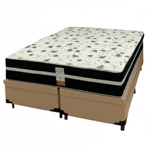Base Bipartida Baú em Veludo com Colchão Ortopedic Casal D33 Bio Flex 73x188x138cm