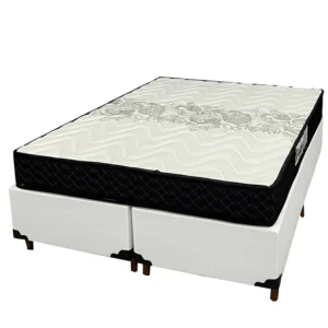 Base Bipartida em Corino com Colchão Pasquale D45 Queen 60x198x158cm Paropas