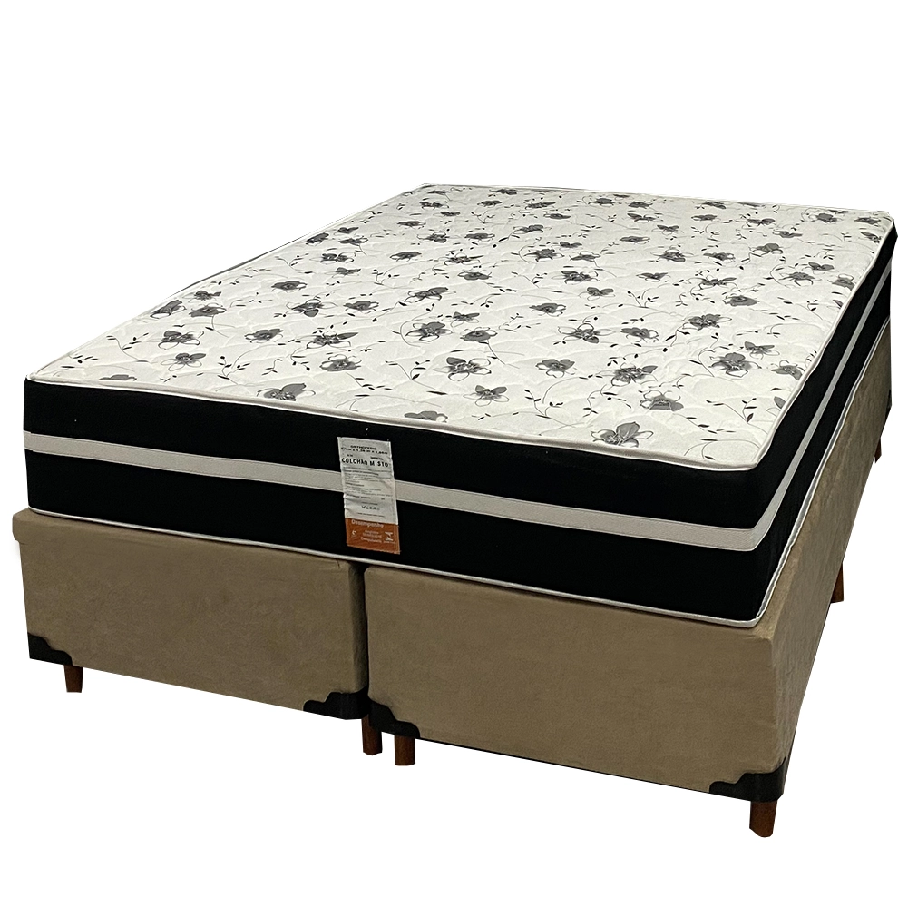 Base Bipartida em Veludo com Colchão Ortopedic Queen D33 Bio Flex 73x198x158cm