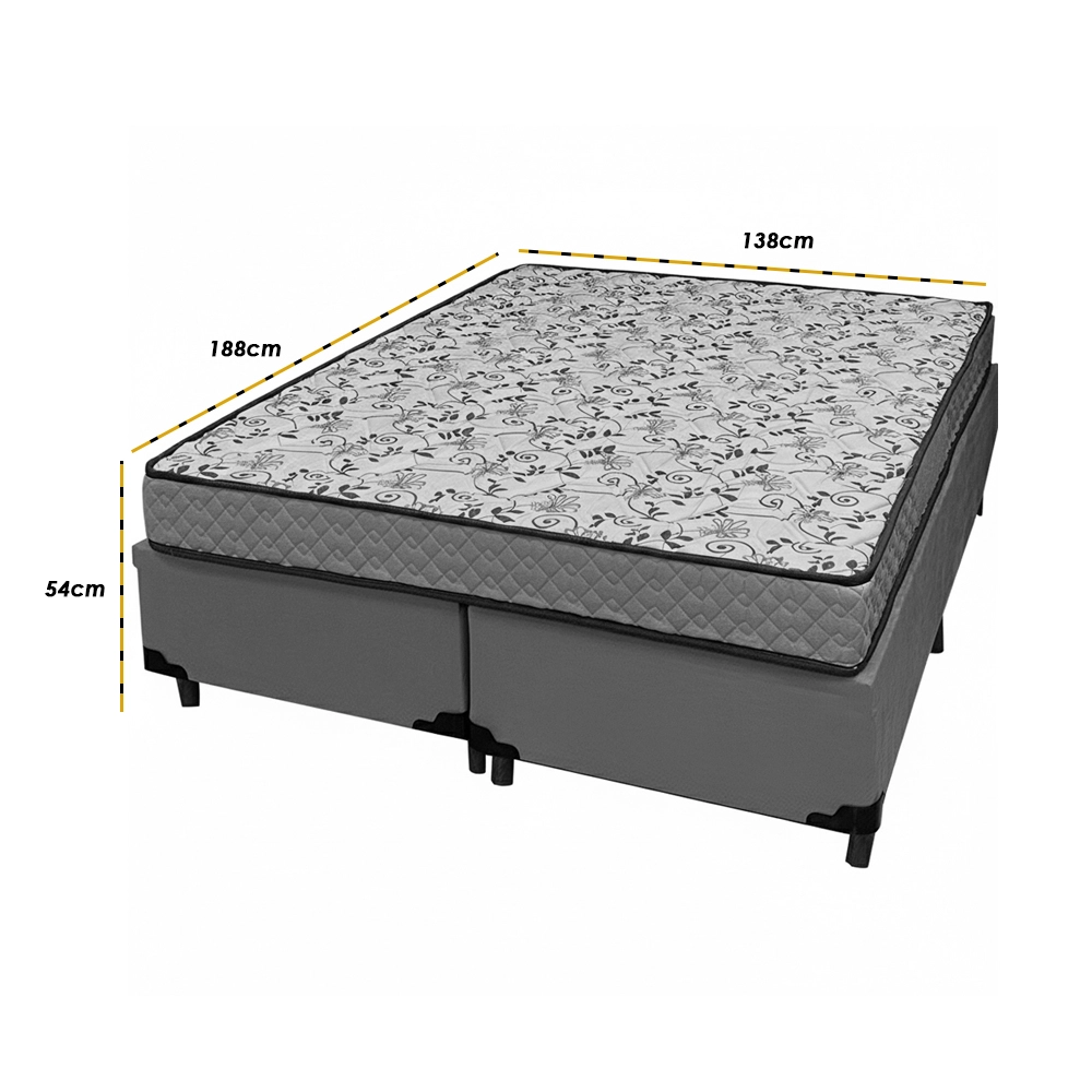 Base Bipartida em Veludo com Colchão Pasquale Wave Casal D33 Paropas 54x188x138cm - Imagem 3