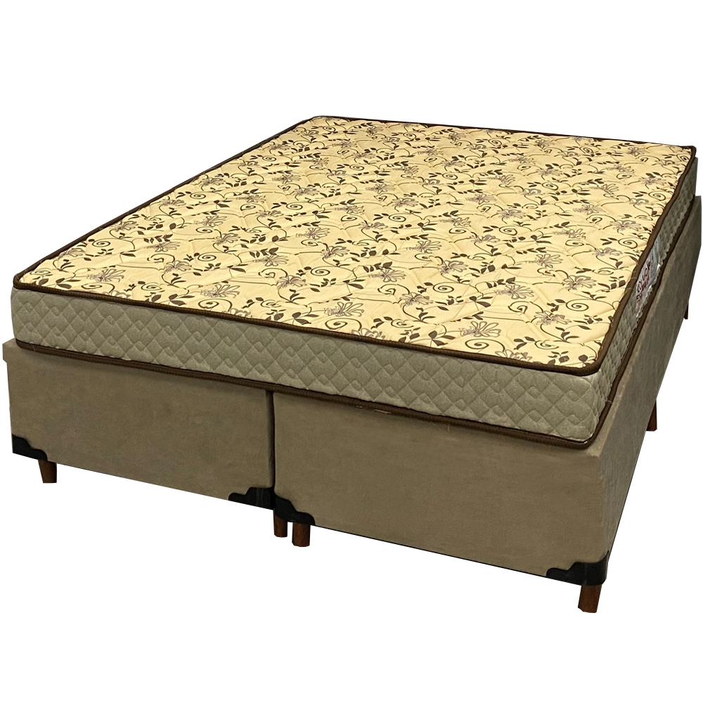 Base Bipartida em Veludo com Colchão Pasquale Wave Casal D33 Paropas 54x188x138cm