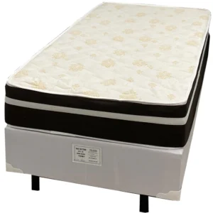 Base em Corino com Colchão Bio Classic Solteiro com Molas Ensacadas 67x188x88cm Bio Flex