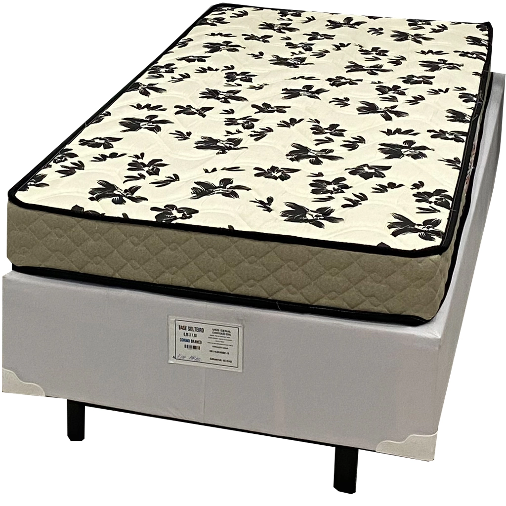 Base em Corino com Colchão Pasquale Wave Solteiro D33 Paropas 54x188x88cm