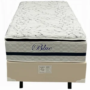 Base em Veludo com Colchão Blue Solteiro Molas Pocket e Pillow Top 69x188x88cm Paropas