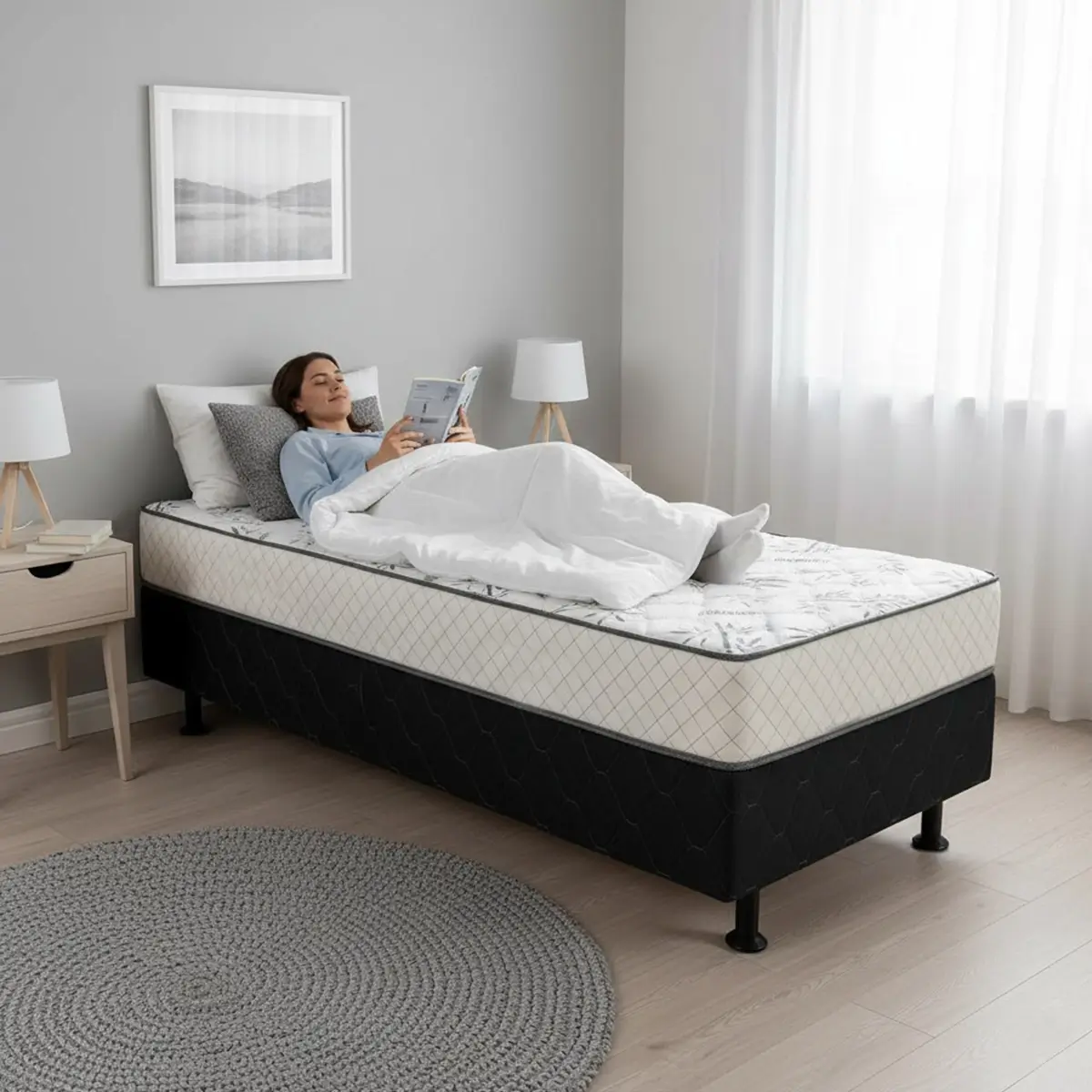 Cama Box Monaco Solteiro Ortopédica 88x188x50cm - Imagem 3