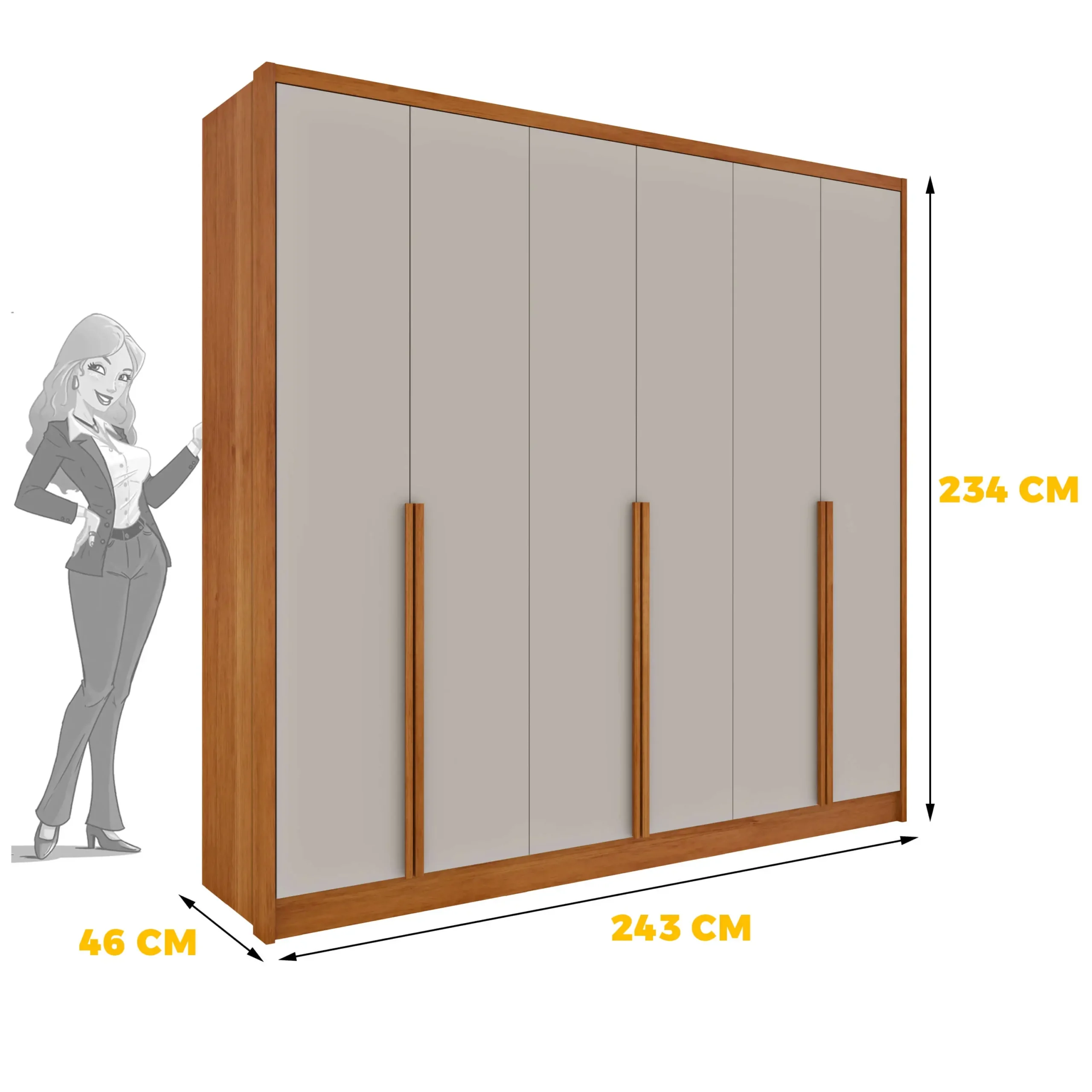 Guarda Roupa Fortuna Casal 6 Portas 6 Gavetas Tcil - Imagem 2